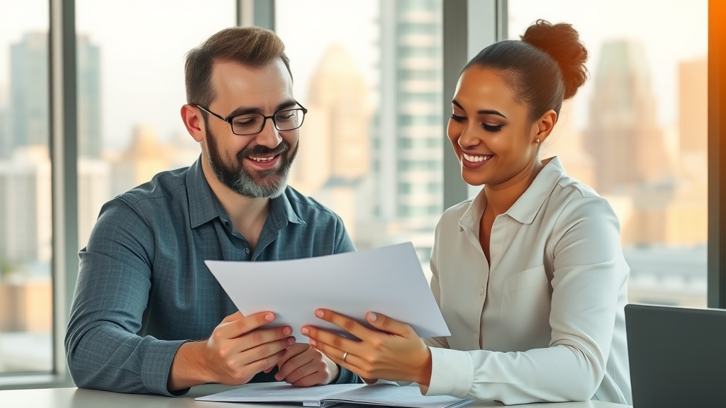 Optimistic landlord and tenant discussing index-linked rent review UK clause future