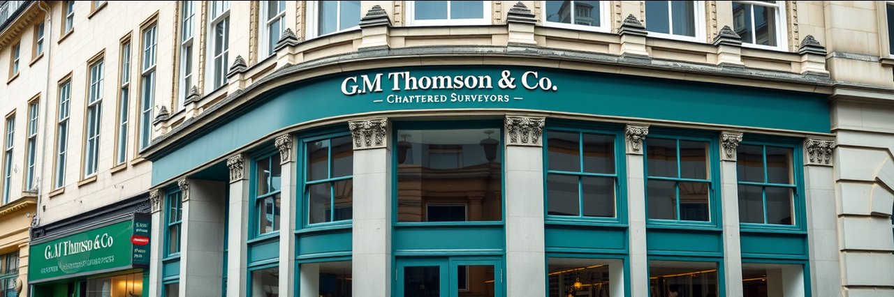 Commercial building with G M Thomson &amp; Co signage for planning consent advice