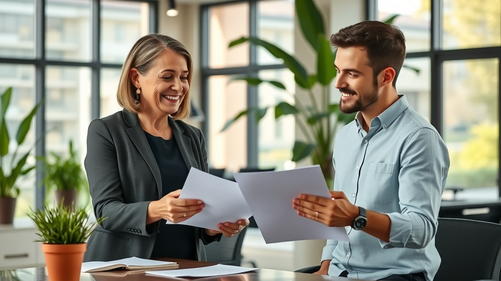 Building a trusted estate agency with caring agent helping happy clients.