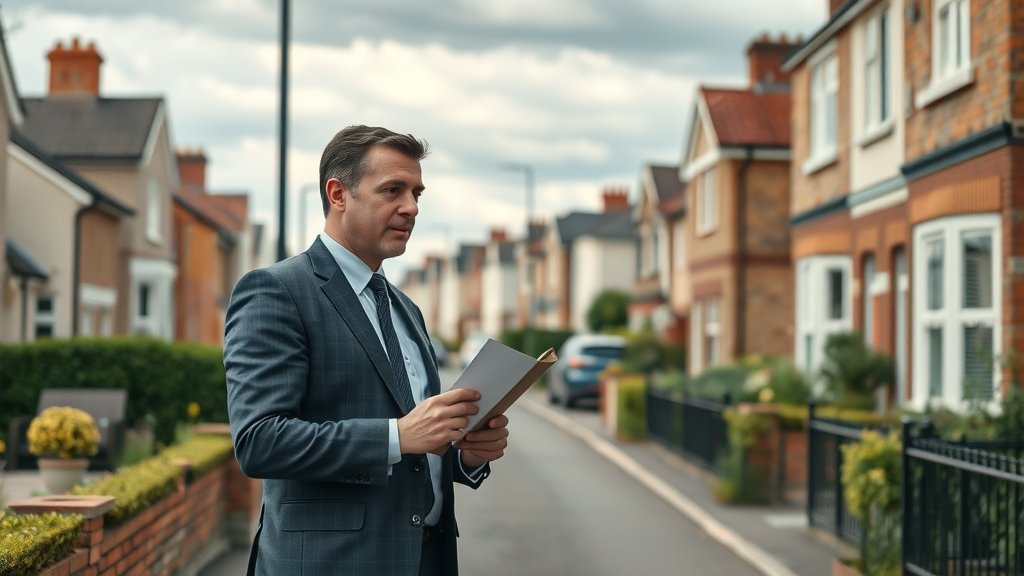 Surveyor assessing residential property for hidden issues during survey