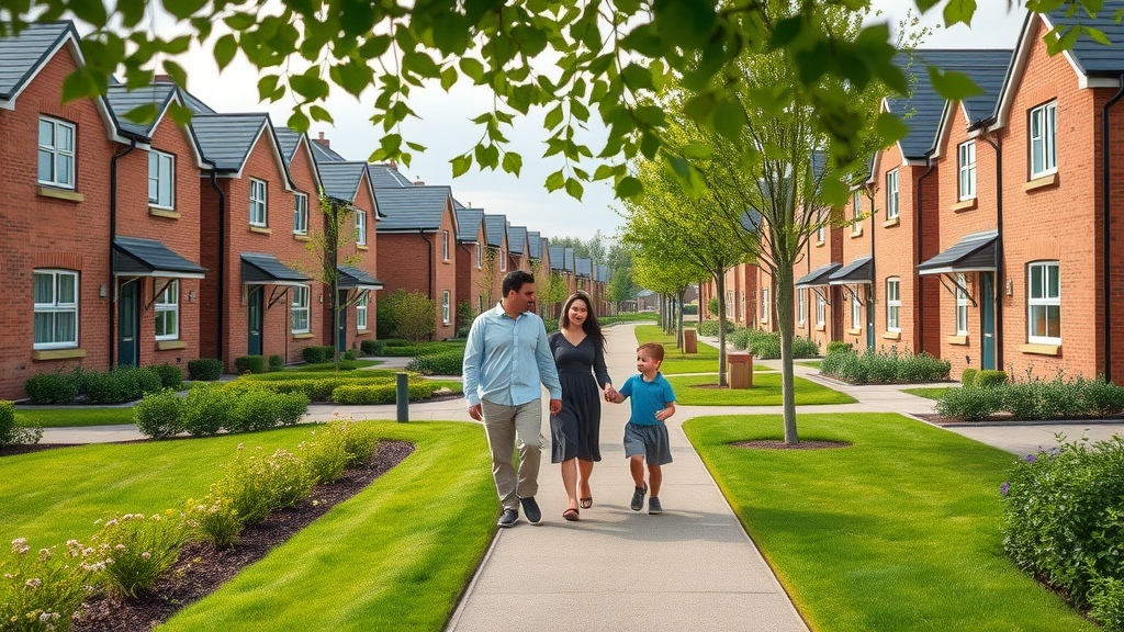 Modern new homes in Dumfries with family walking through Summerpark community