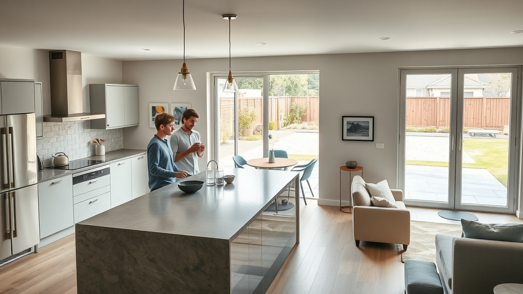 Spacious modern Dumfries new home kitchen with natural light and garden view