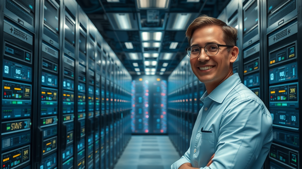 Vast storage vault inside a data center with servers and high-volume disk arrays—storage systems in UK data centers