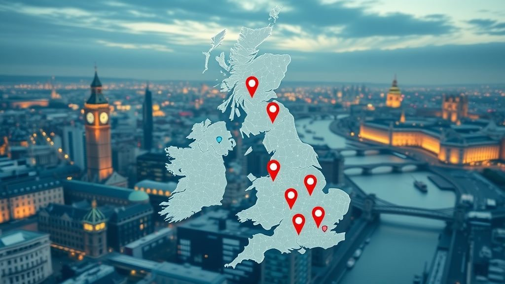 Infographic map of the UK visualising internet service provider prices and broadband deals across different regions.