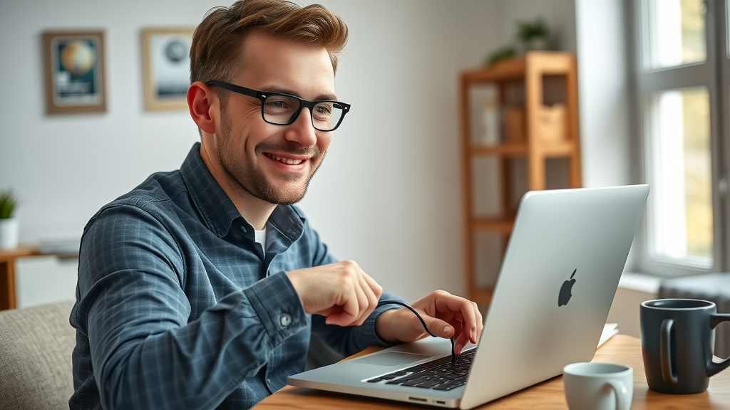 UK professional testing internet speed with laptop plugged into router, broadband speed test in progress in a modern home office