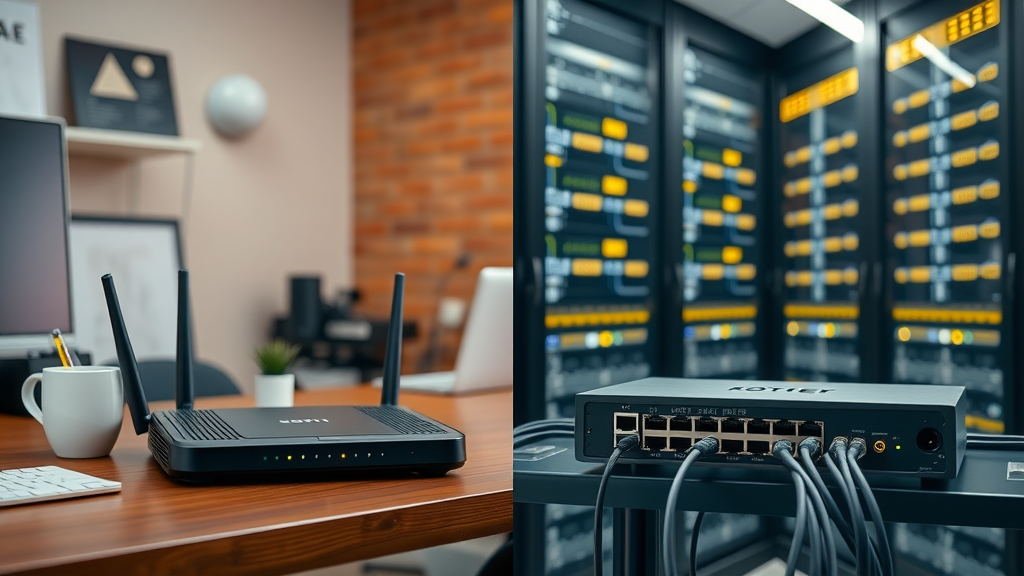 Edge router for home and core router for data centre, contrasting router technology.