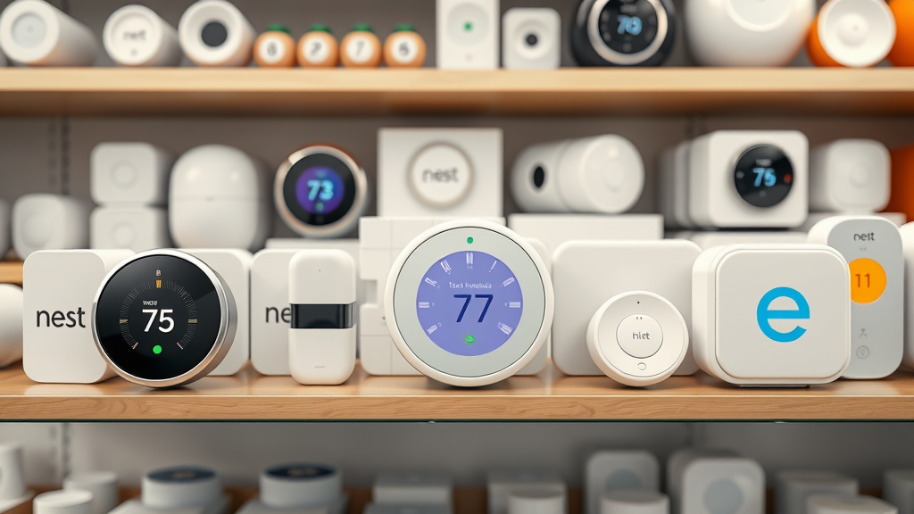 A tech-savvy adult in a UK smart home syncing a smart thermostat with smartphone and Amazon Alexa, surrounded by modern smart home devices and blue accent lighting